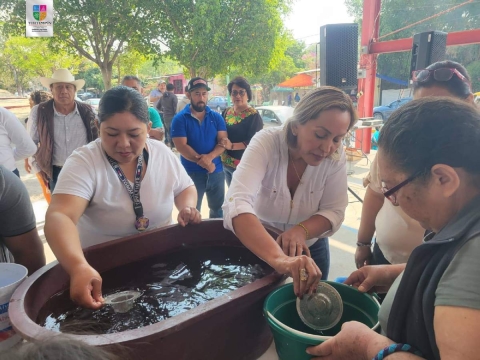 Ciudadanos recibieron peces que podrán depositar en sus tanques de agua para evitar la proliferación del mosquito transmisor del dengue.