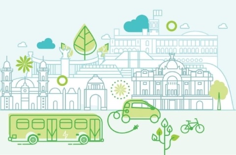 Representación gráfica de movilidad sustentable urbana. 