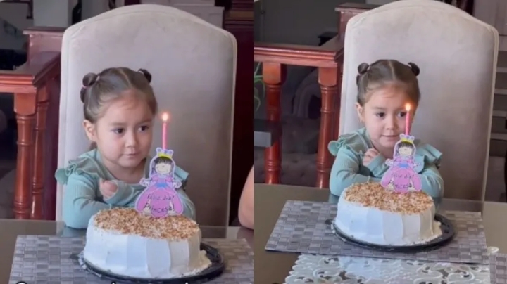 ‘¡Cántame!’ , niña reclama a invitado que no le estaba cantando las mañanitas