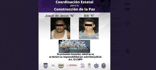 Arrestan a dos hombres armados y con droga