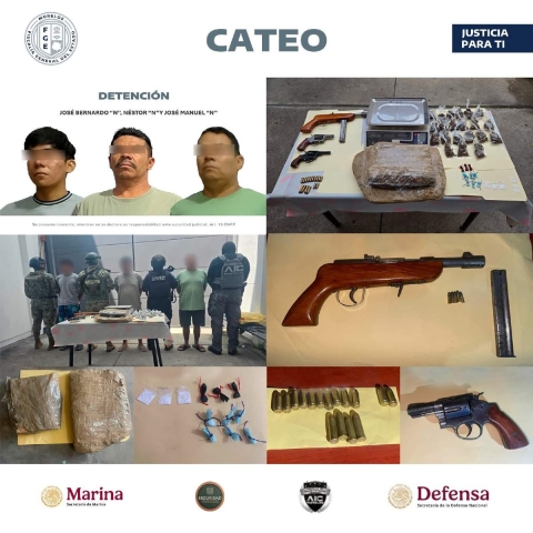 Las armas y la droga quedaron a cargo del Ministerio Público.