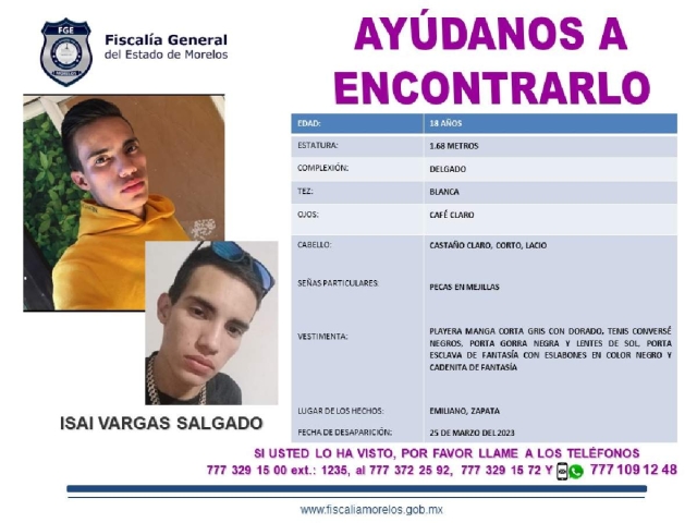 Buscan a un joven que desapareció en Zapata