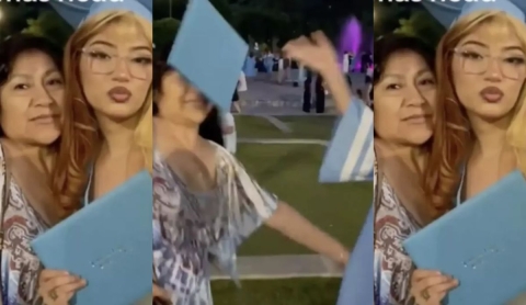 Le lanza el diploma a su mamá y TikTok explota de opiniones divididas