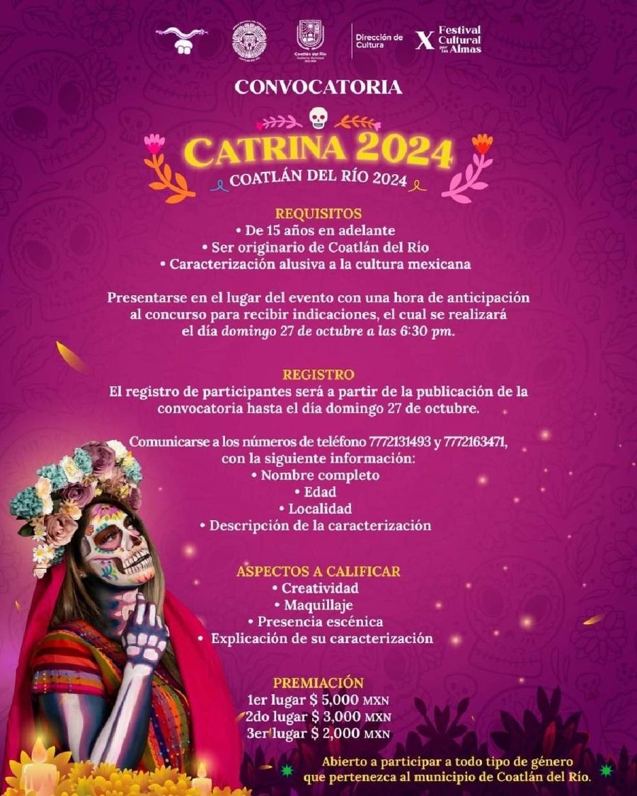 Habrá concursos de catrinas en Coatlán del Río