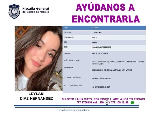 Una adolescente desapareció en Cuernavaca