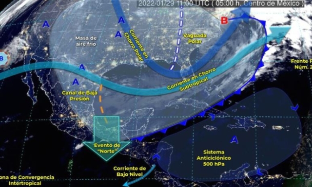 Frente frío número 26 provocará lluvias en Chiapas, Puebla y Veracruz