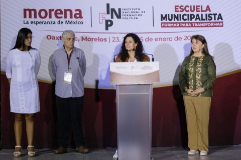 La gobernadora de Morelos, Margarita Gonz&aacute;lez Saravia, y la presidenta de Morena, Luisa Mar&iacute;a Alcalde, encabezaron la apertura del espacio el viernes en Oaxtepec. 