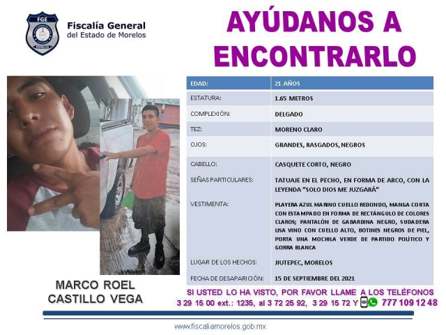 Buscan a joven que desapareció el 15 de septiembre