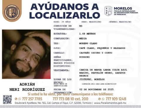 Un hombre desapareci&oacute; en Jiutepec