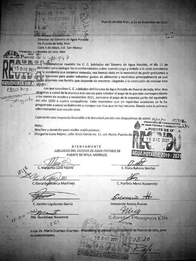 Los afectados presentaron un escrito de reclamo.