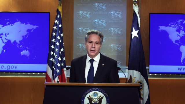 El secretario de Estado de EE.UU., Antony Blinken, durante una conferencia de prensa el 20 de diciembre de 2023.
