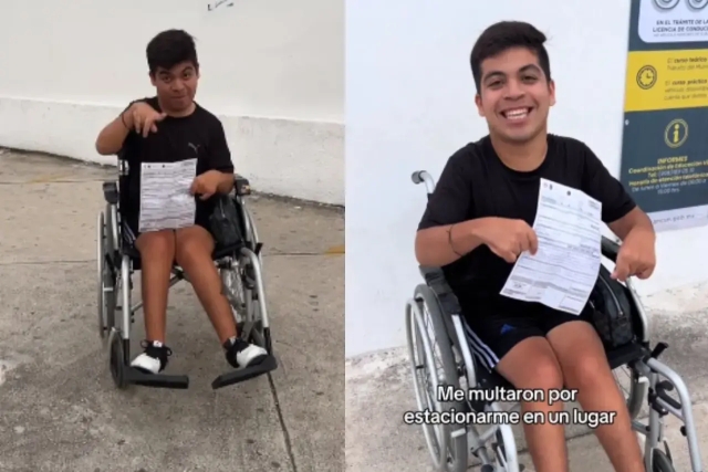 Multan a joven en silla de ruedas por estacionarse en un lugar para discapacitados