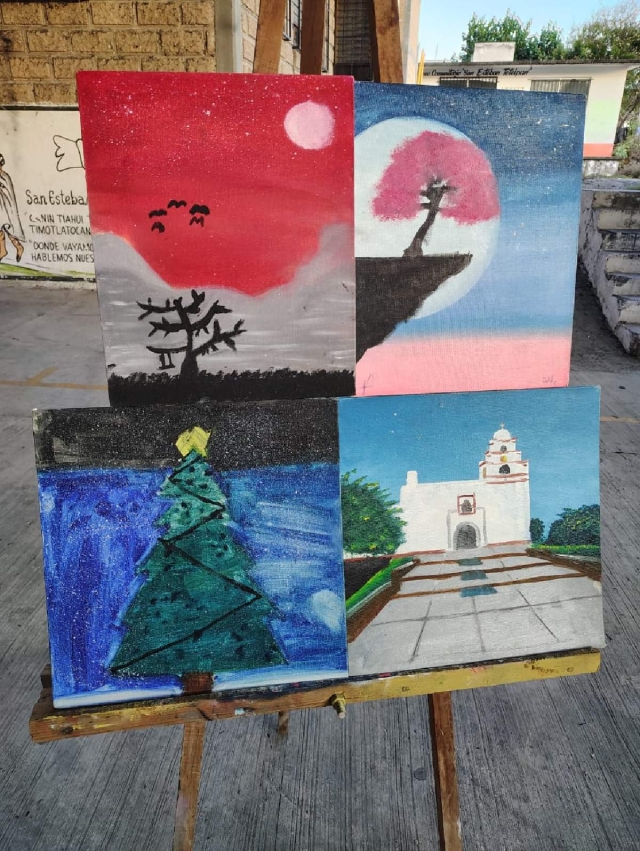 Como parte de un taller financiado por el INPI, niños realizaron una demostración de lo aprendido. Falta la elaboración de más de una decena de murales en diferentes puntos de la comunidad indígena.