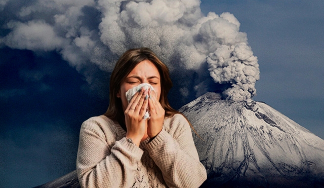 Ceniza del Popocatépetl aumenta rinitis alérgica en Puebla