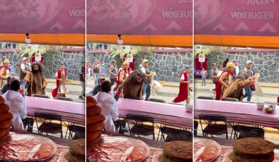 Barrabás se vuelve viral por tomar un refresco en pleno Viacrucis; '¿Y el México sin hambre, Poncio Pilato?'