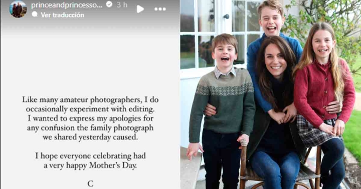 Escándalo Real: Kate Middleton admite edición en fotografía familiar