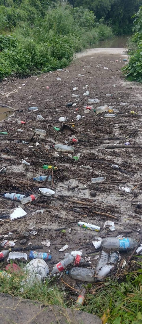La corriente arrastró una gran cantidad de basura.