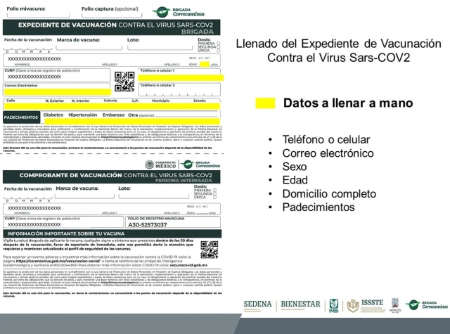 Necesario para agilizar vacunación llevar al módulo impresión del expediente de vacunación