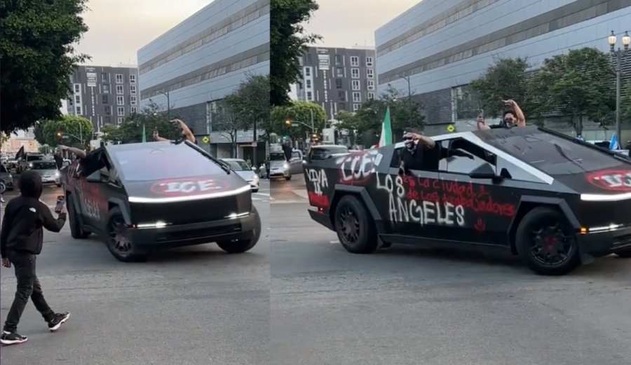 Cybertruck anti-ICE da vueltas… y también vueltas en redes