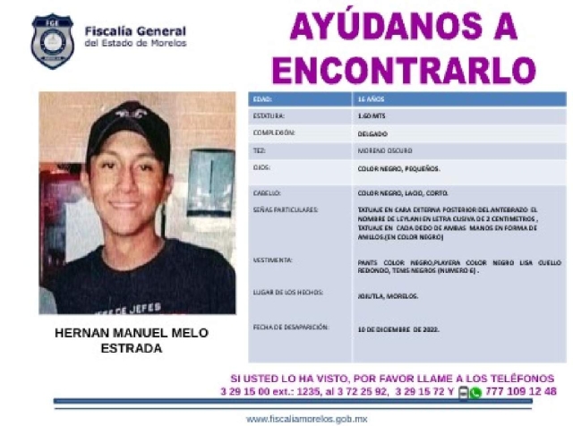 Un adolescente desapareció en Jojutla