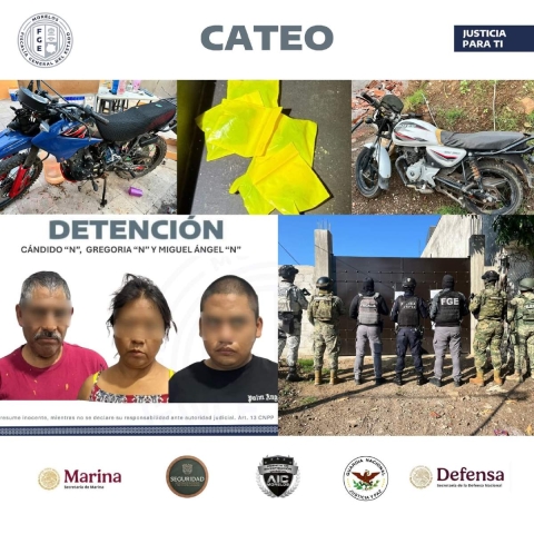 Arrestan a cuatro personas durante cateo en Cuautla