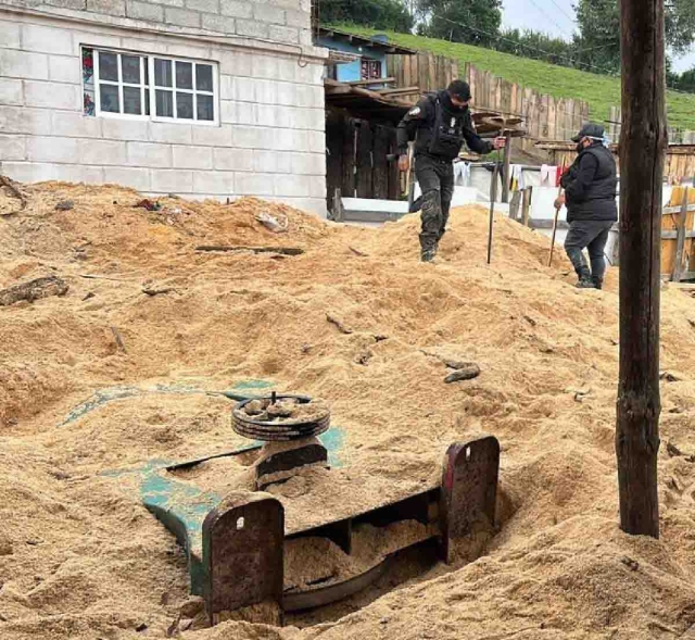 La sierra que fue decomisada estaba oculta entre aserrín.