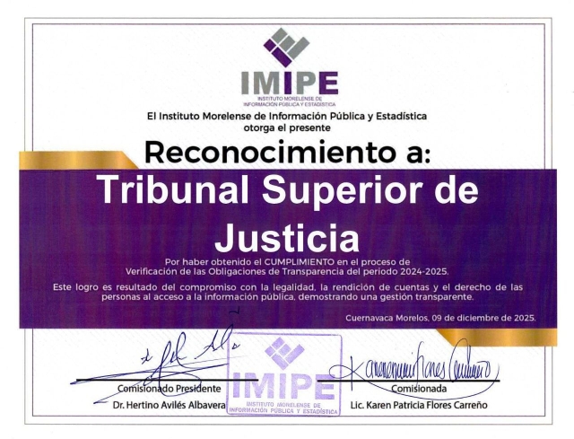 Cumple al 100% el Poder Judicial de Morelos en materia de transparencia