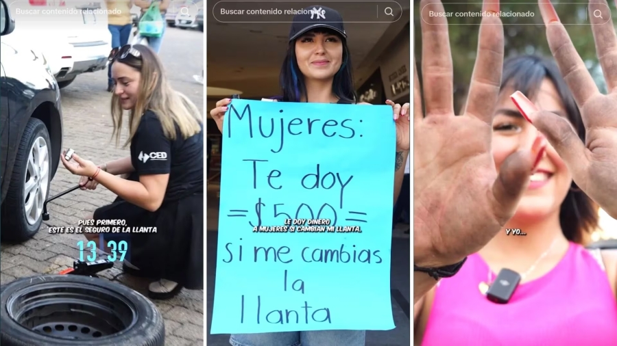 Mujeres desafían estereotipos al cambiar una llanta en reto de tiktok