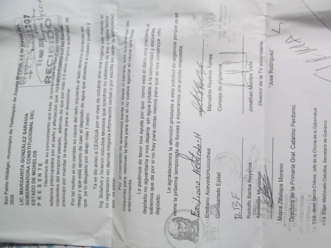 Comisariado ejidal solicit&oacute; la intervenci&oacute;n de autoridades para evitar que el r&iacute;o da&ntilde;e y derribe el tanque elevado que abastece a la comunidad.  